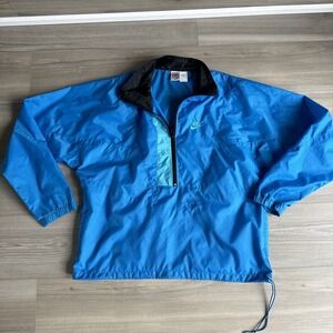 MENS VINTAGE NIKE BLUE 1/2 ZIP WINDBREAKER Jacket PULLOVER SIZE‎ MEDIUM Y2K